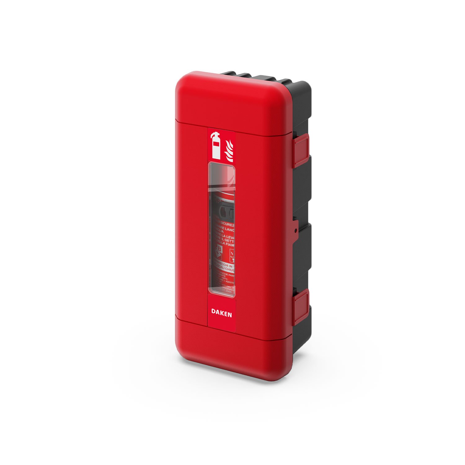 Daken Regon 82130 | Porta estintore per camion o ambiente in plastica, rosso, con vetro d'ispezione