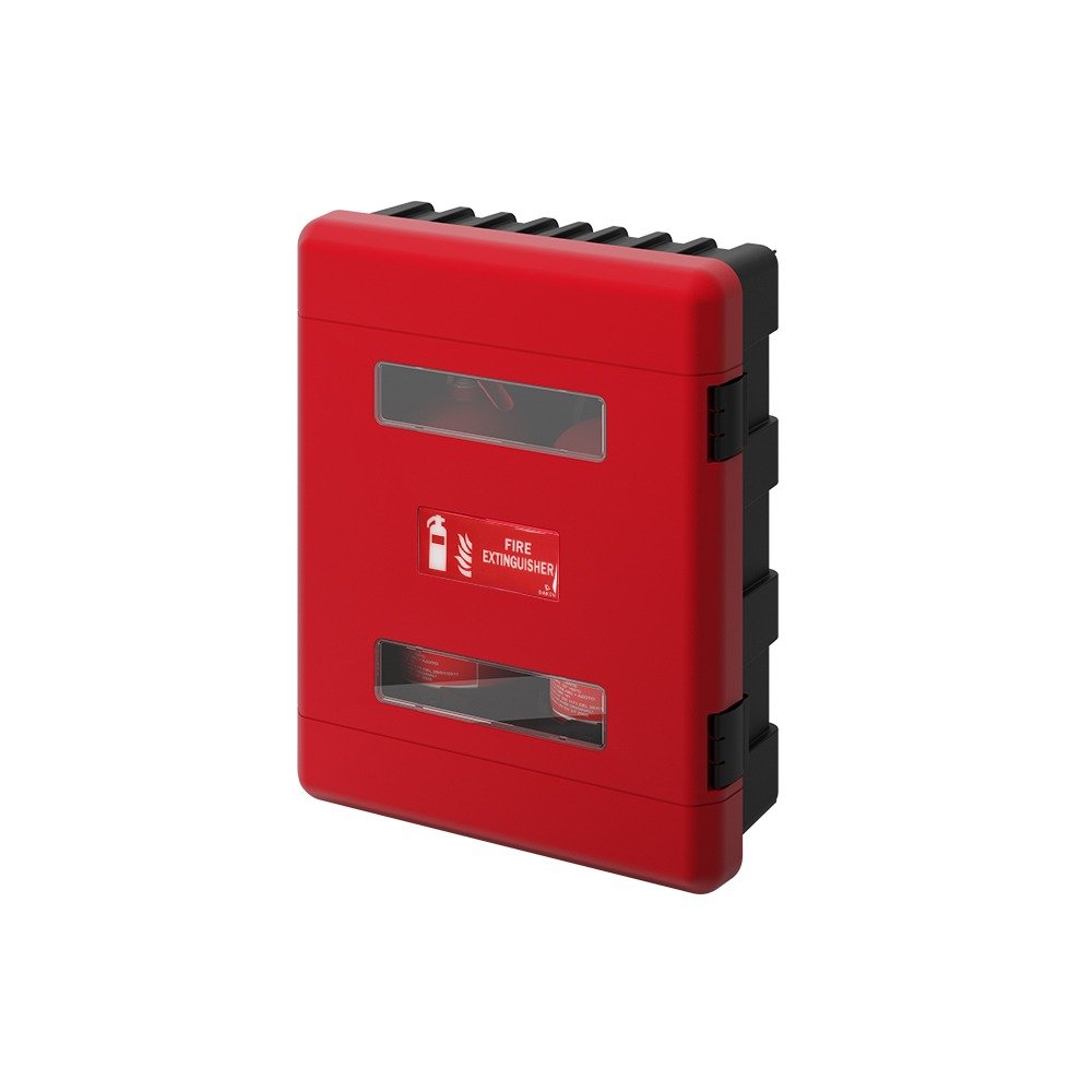 Daken Dual 85100 | Porta estintore doppio per camion o ambiente in plastica, rosso, con vetro d'ispezione