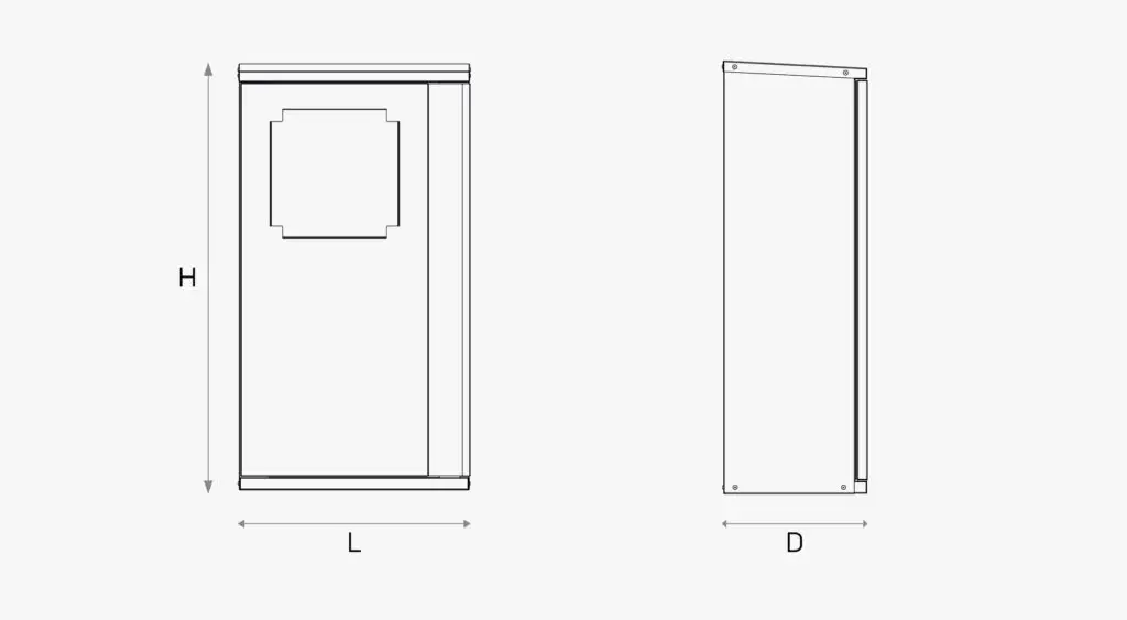 Cloè porta estintore finestrato | disegno tecnico